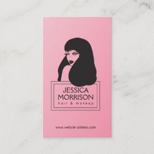 Glam Girl Pink Hair Salon Beauty Business Card Visitenkarte