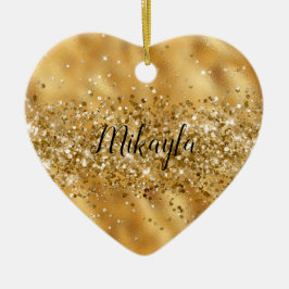 Glam Girly Gold Glitzer Glitzy Sparkle Confetti Keramik Ornament