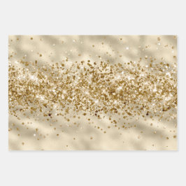 Glam Girly Gold Glitzy Glitzer Sparkle Confetti Geschenkpapier Set