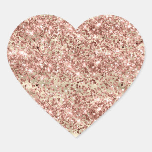 Glam Girly Gold Pink Glitzer Herz-Aufkleber