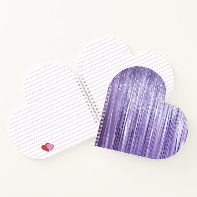 Glam Girly Lavender Tinsel Stripes Notizbuch (Innenseite)