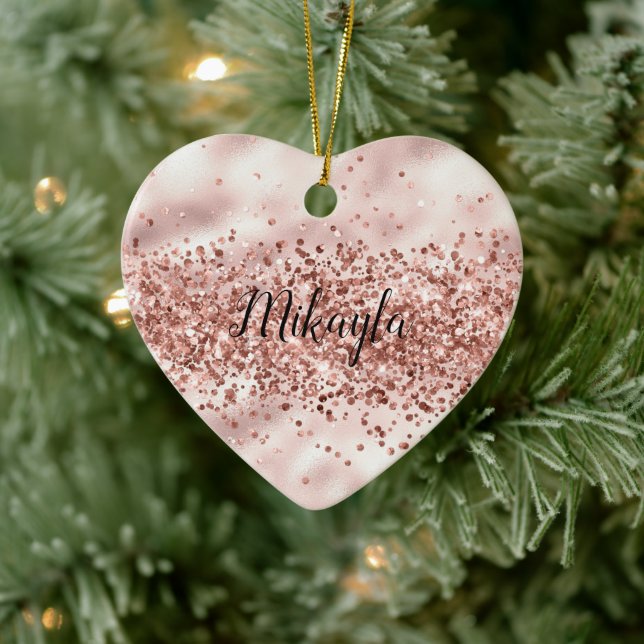 Glam Girly Pink Glitzer Glitzy Sparkle Confetti Keramik Ornament (Baum)