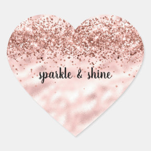 Glam Girly Pink Glitzy Glitzer Sparkle Confetti Herz-Aufkleber
