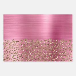 Glam Girly Pink Gold Leopard Geschenkpapier Set