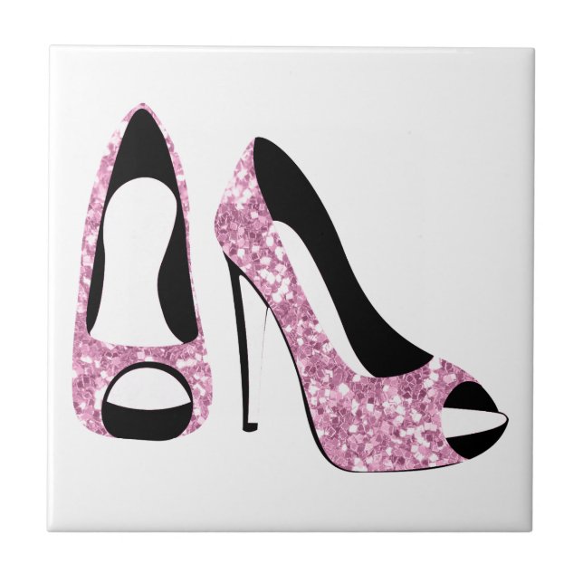 Glam Girly Pink High Heels Fliese (Vorderseite)