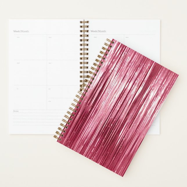 Glam Girly Pink Tinsel Streifen Planer (Anzeige)