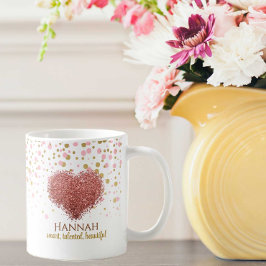 Glam Girly Rose Gold Pink Glitzer Herzstück Kaffeetasse