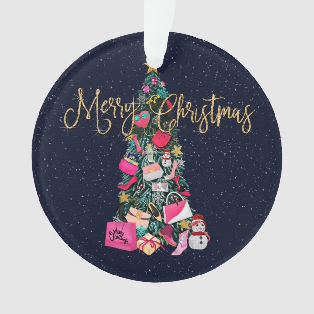 Glam Girly Shoes Purse Makeup Weihnachtsbaum Ornament (Vorderseite)
