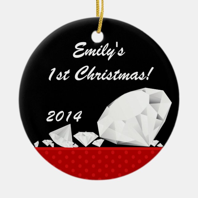 Glam Glam Glitz Diamond Nom personnalisé Ornement (Devant)