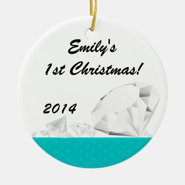 Glam Glam Glitz Diamond Nom personnalisé Ornement (Devant)