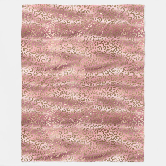 Glam Glam Gold Leopard Tierausdruck Fleecedecke (Vorderseite)