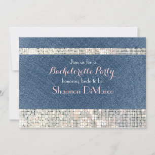 Glam Glamour Denim Pailletten Glanz Party-Einladun Einladung