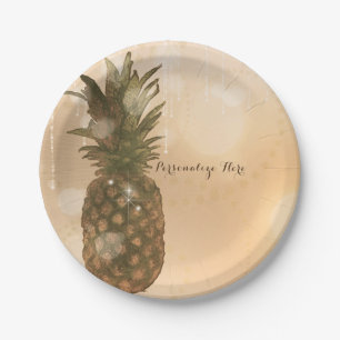Glam Glanzvolle Ananas Elegante Tropenparty Pappteller
