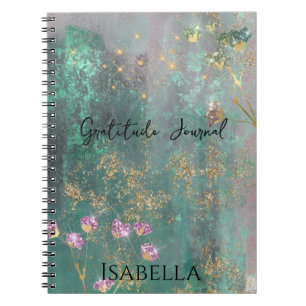 Glam Glitz Abstrakt Green Imitats Glitzer Blume Notizblock