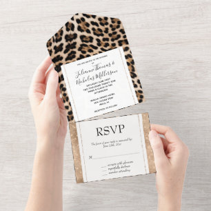 Glam Glitz Champagne Leopard All In One Einladung