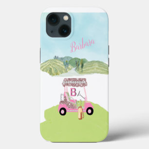 Glam Glitz Monogram Name Rose Gold Golf Cart iPhone Hülle