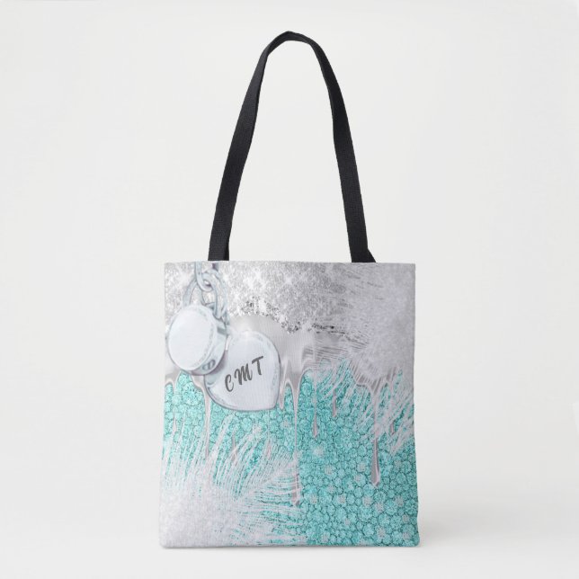 Glam Glitzer Blue Sparkle Tasche (Vorderseite)