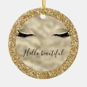 Glam Glitzer Girly Eyelashes personalisiert Keramik Ornament