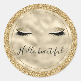 Glam Glitzer Girly Eyelashes personalisiert Runder Aufkleber