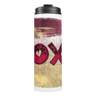 Glam Glitzer Gold Red Luxe XOXO Valentines Thermosbecher