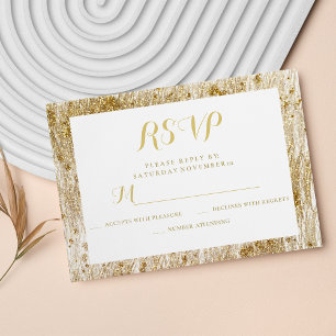 Glam-Glitzer mit weißem Gold grenzt an eine Hochze RSVP Karte