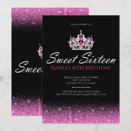 Glam & Glitzer, Rosa 16 . Geburtstag Einladungen