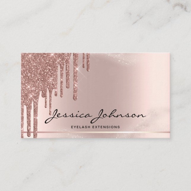 Glam Glitzer Rosegold Tropfens Eyelash Lashes Visitenkarte (Vorderseite)