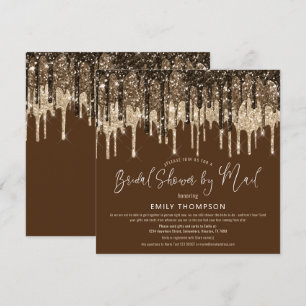 Glam Glitzer Tropfen Gold Brown Brautparty per Pos Einladung