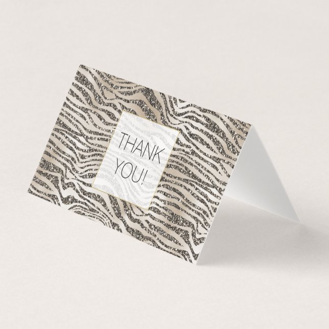 Glam Glitzer Zebra Print Vielen Dank (Vorderseite)