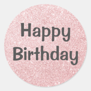 Glam Glücklicher Geburtstag Blush Pink Rosen Gold Runder Aufkleber