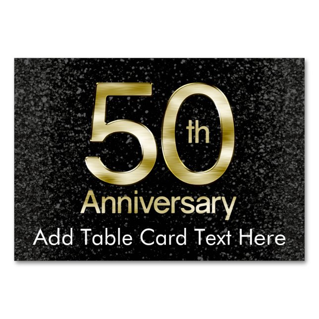 Glam Gold 50 Jahre alt Tischnummer (Vorderseite)