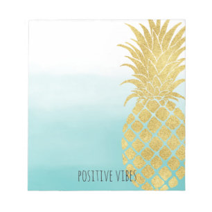 Glam Gold Ananas Aqua Aqua Notizblock