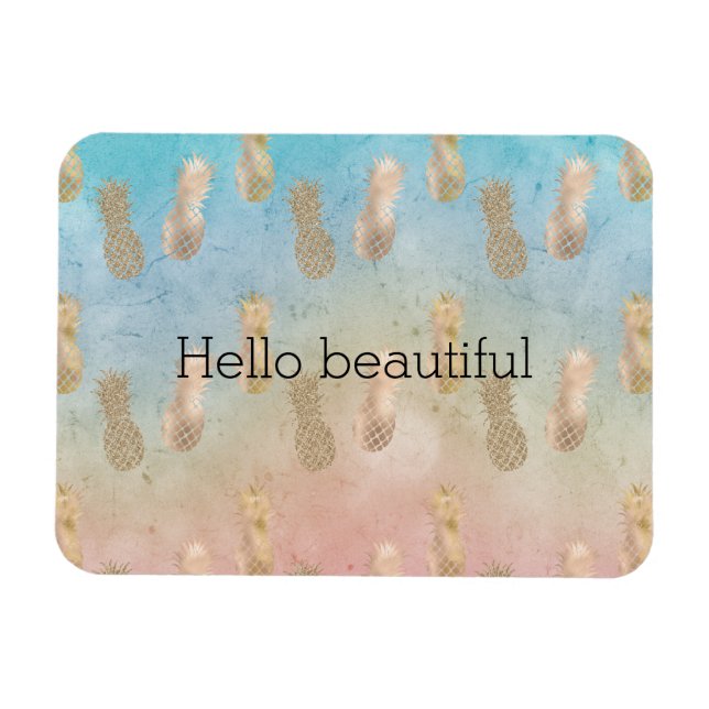 Glam Gold Ananas Aqua Pink Gefärbte Krawatte Magnet (Horizontal)