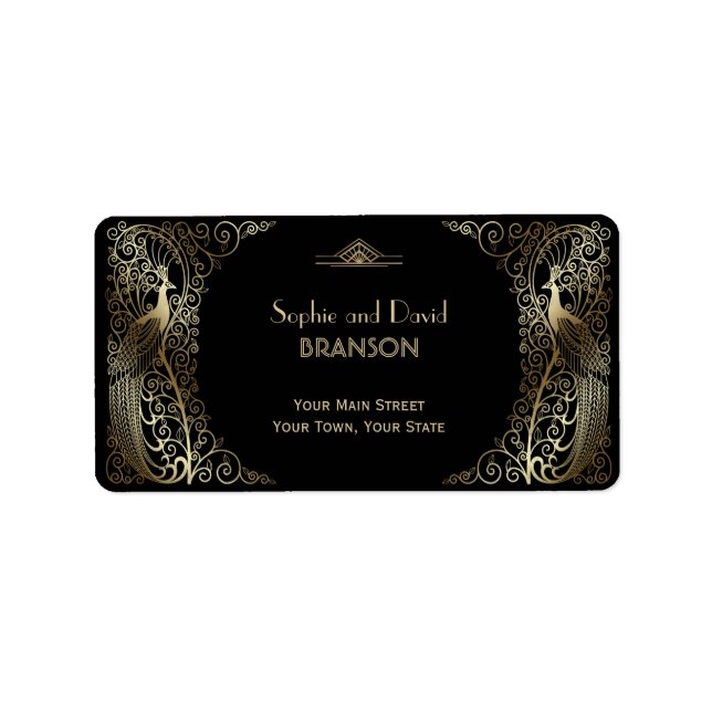 Glam Gold Art Deco Adressaufkleber (Vorne)