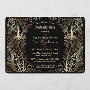 Glam Gold Art Deco Engagement Einladung