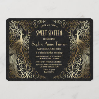Glam Gold Art Deco Friedenssicherungen 16 . Geburt Einladung