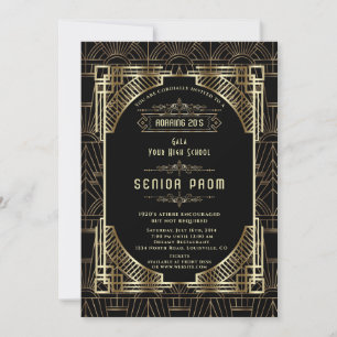 Glam Gold Black Deco Gatsby 20er Jahre Stil Senior Einladung