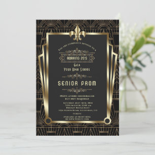 Glam Gold Black Gatsby Roaring Twenties Abitur-Bal Einladung