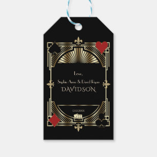 Glam Gold Black Gatsby Style Roaring 20er Hochzeit Geschenkanhänger