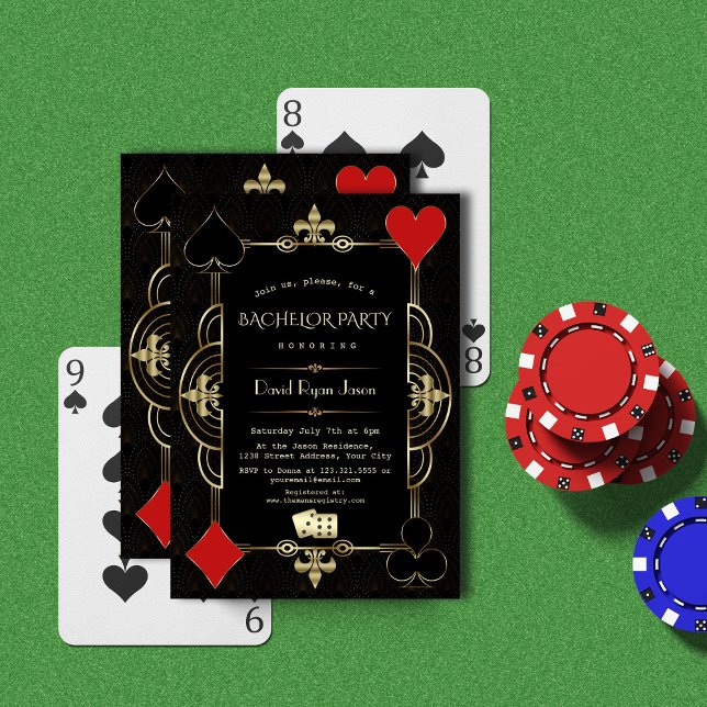 Glam Gold Black Great Gatsby 20s Bachelor Party Einladung (Von Creator hochgeladen)