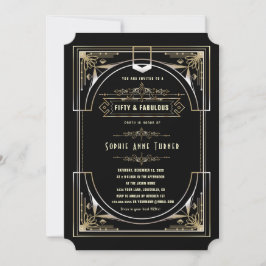 Glam Gold Black Great Gatsby 50 und fabelhaft Einladung