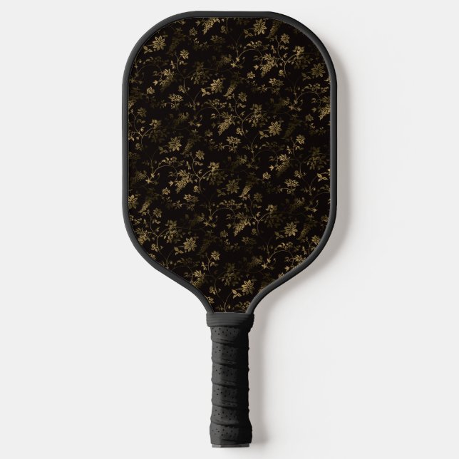 Glam Gold Blätter Muster braun Pickleball Schläger (Vorderseite)