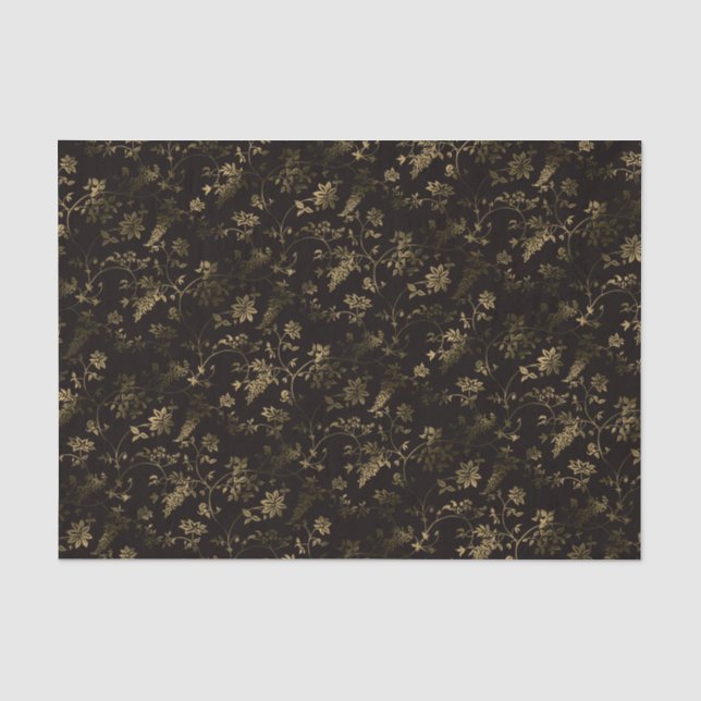 Glam Gold Blätter Muster braun Seidenpapier (Vorderseite)
