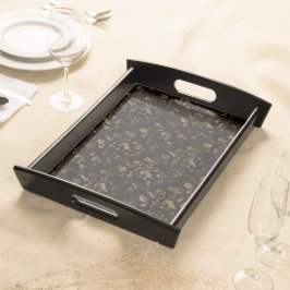Glam Gold Blätter Muster braun Serviertablett