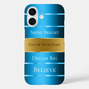 Glam Gold Blue Ribbon iPhone 16 Hülle
