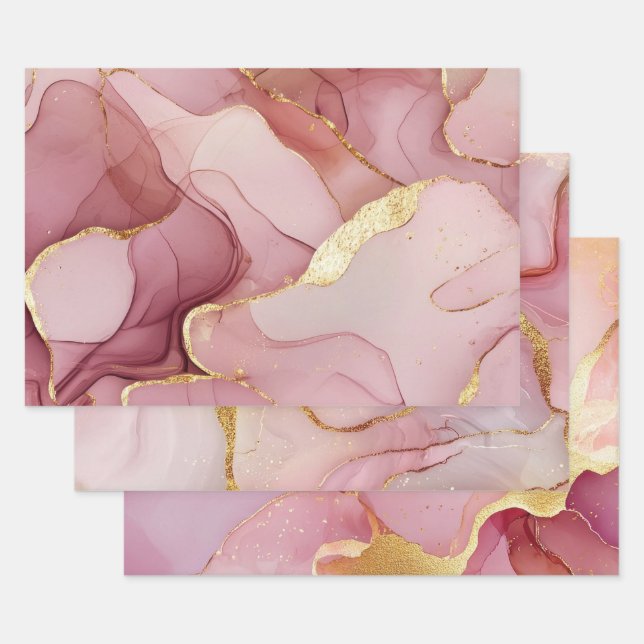 Glam Gold Blush Pink Brautparty Geschenkpapier Set (Set)