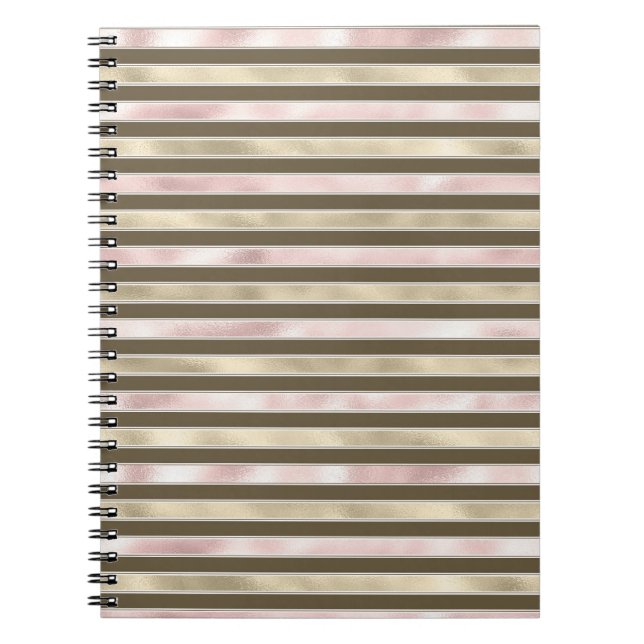 Glam Gold Blush Pink Brown Streifen Notizblock (Vorderseite)