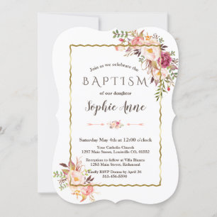 Glam Gold Blush rose Floral Invitation