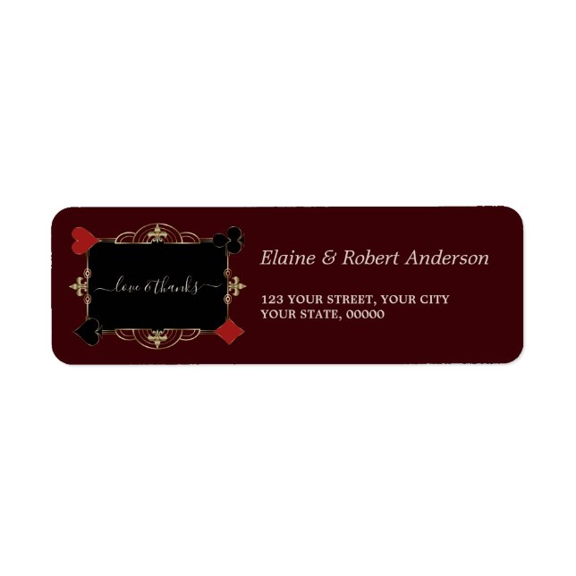 Glam Gold Casino Deep Burgundy Wedding Return  (Vorne)