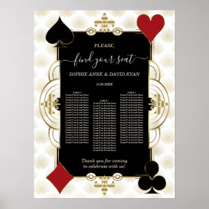 Glam Gold Casino Vegas Hochzeits-Sitzplan Poster